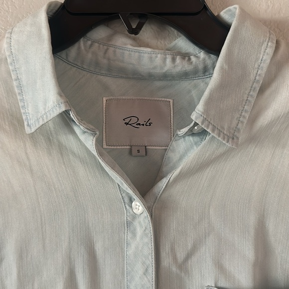 NWOT Rails Western Fringe Denim Flannel Size Small Button Down - Picture 2 of 5